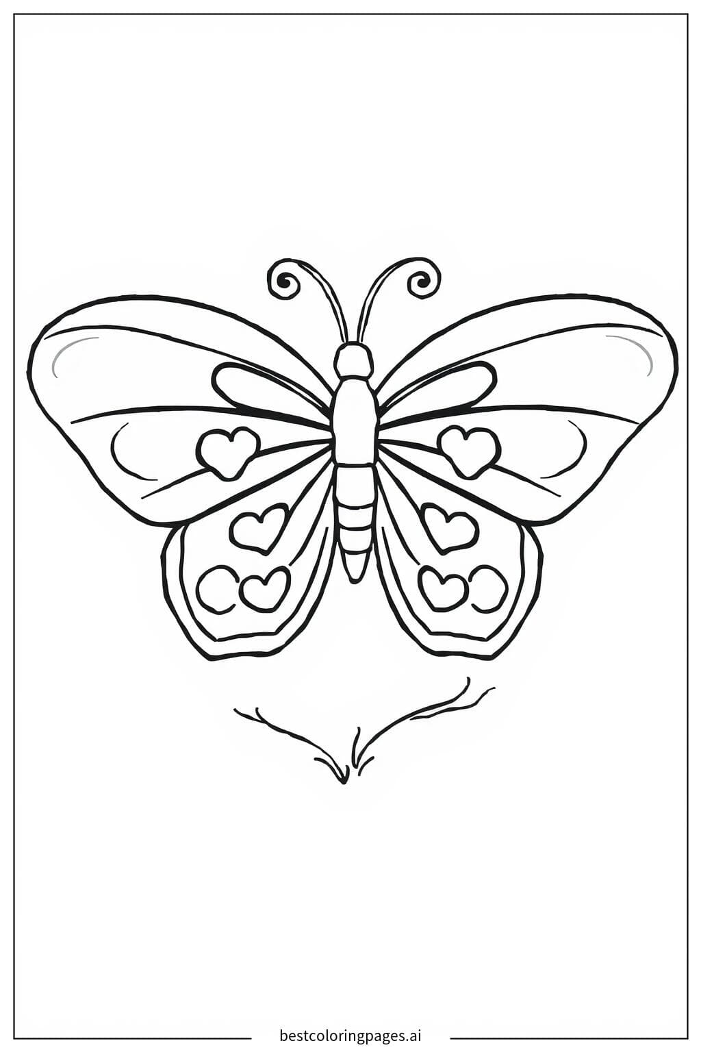 Butterfly with Heart Patterns on Wings
