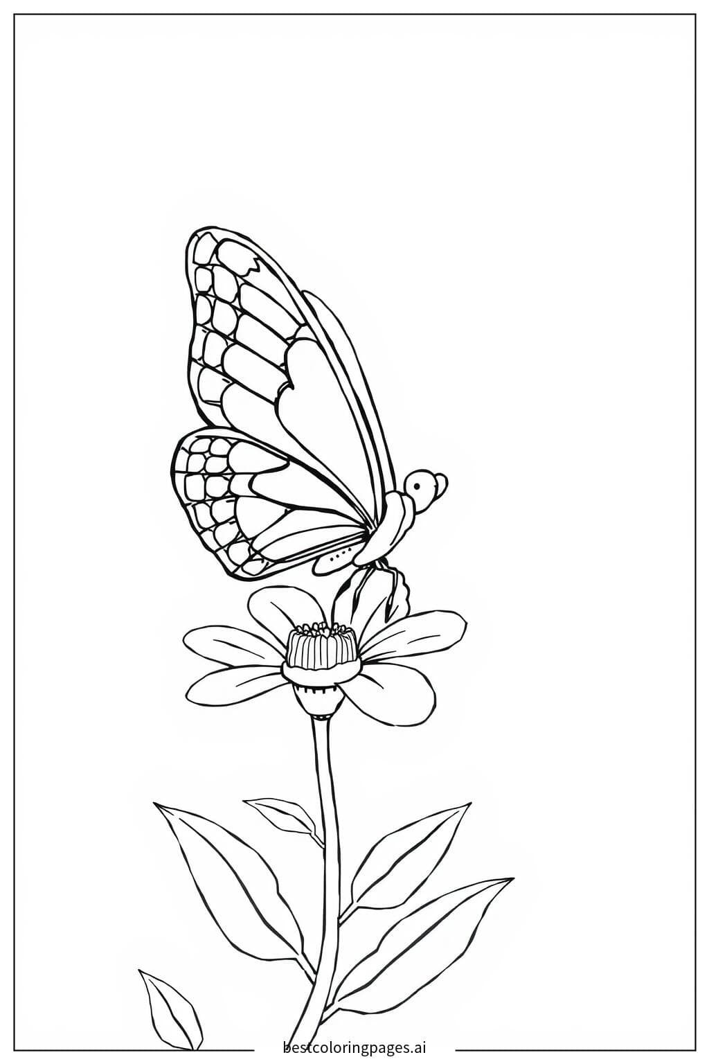 Butterfly with Intricate Wing Designs Coloring Page
