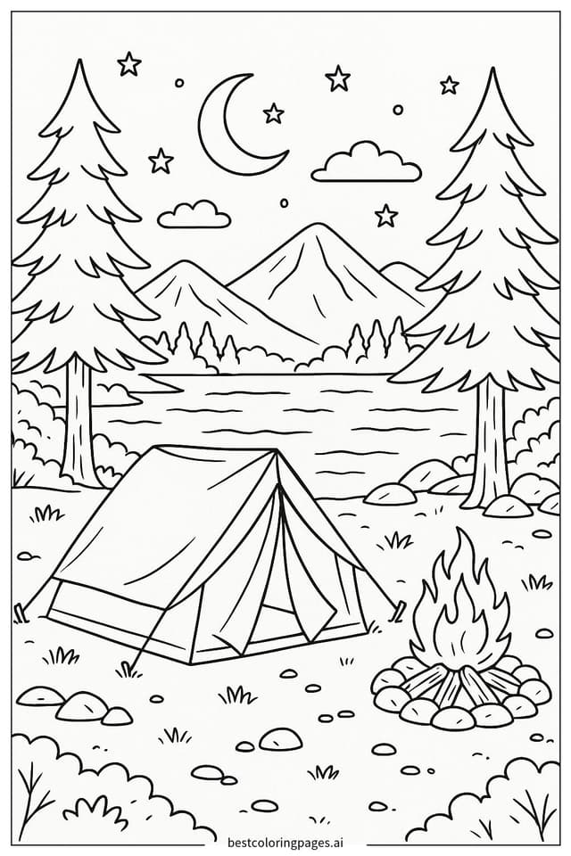 Camping am See Ausmalbilder