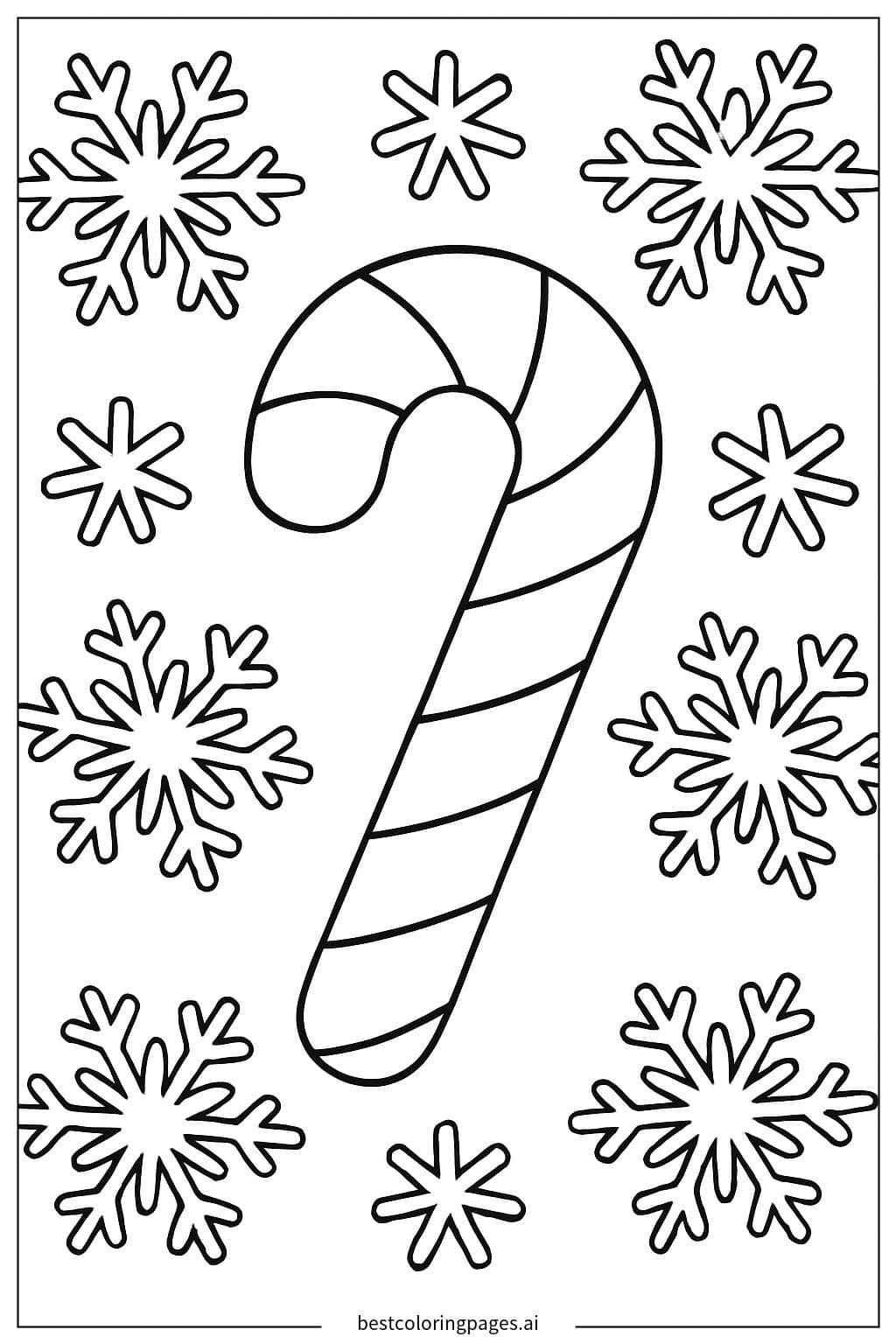Candy Cane with Snowflake Pattern