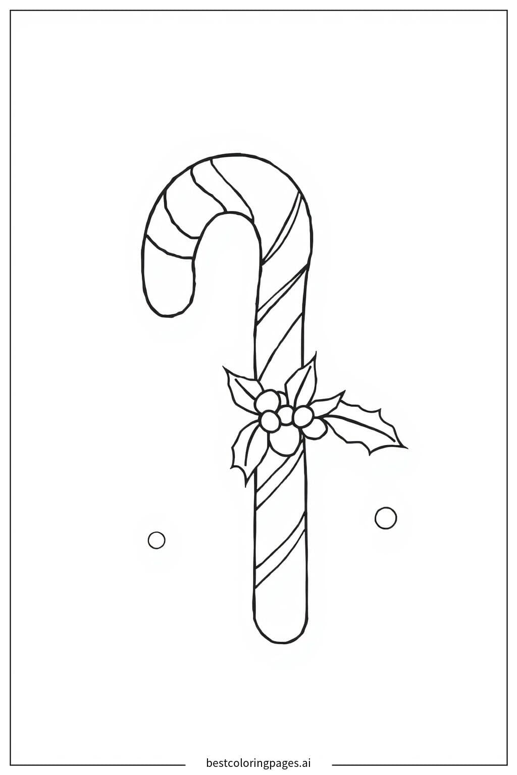 Festive Candy Cane with Holly Leaves