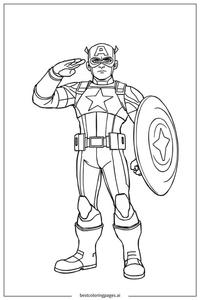 Disegni di Capitan America in Saluto da Colorare