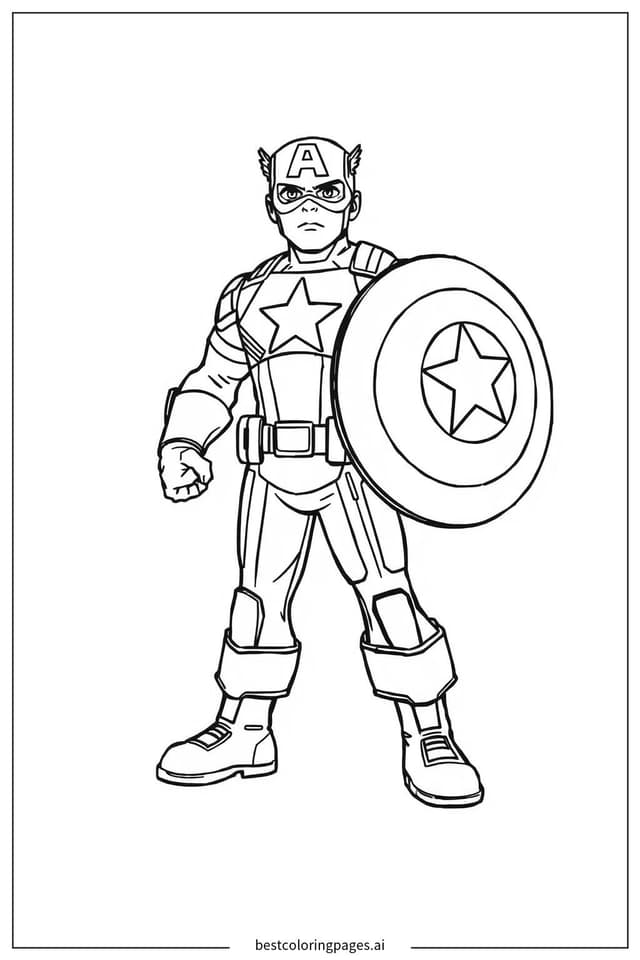 Disegni di Posa con lo Scudo di Capitan America da Colorare