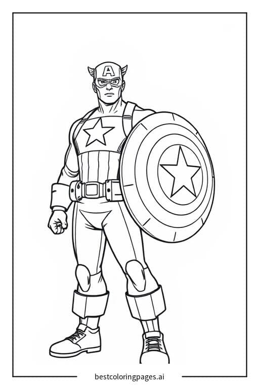 Captain America with His Shield Coloring Pages