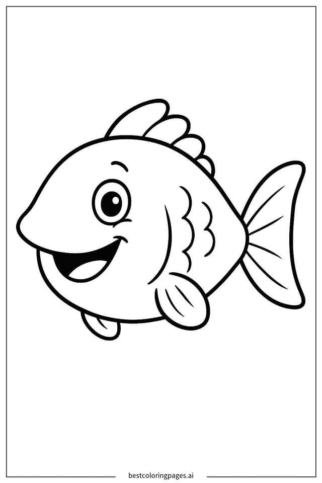 Disegni di Pesce Cartoon Sorridente da Colorare