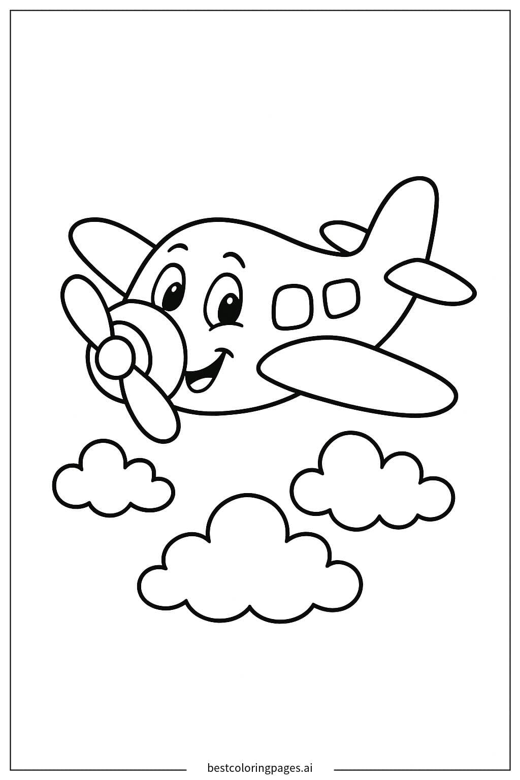 Avião Desenho Animado com Hélice