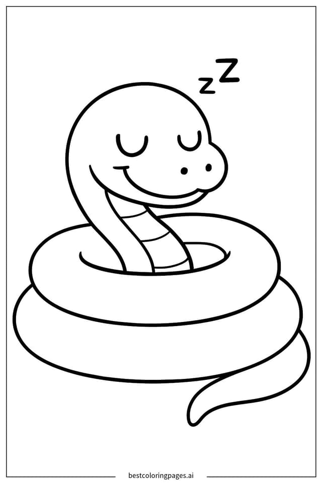 Cartoon Snake Sleeping Coloring Page