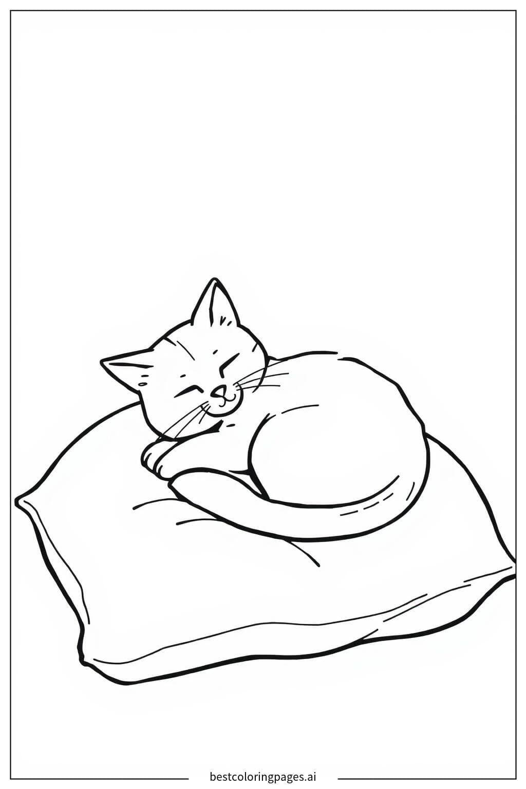 Chat blotti sur un coussin