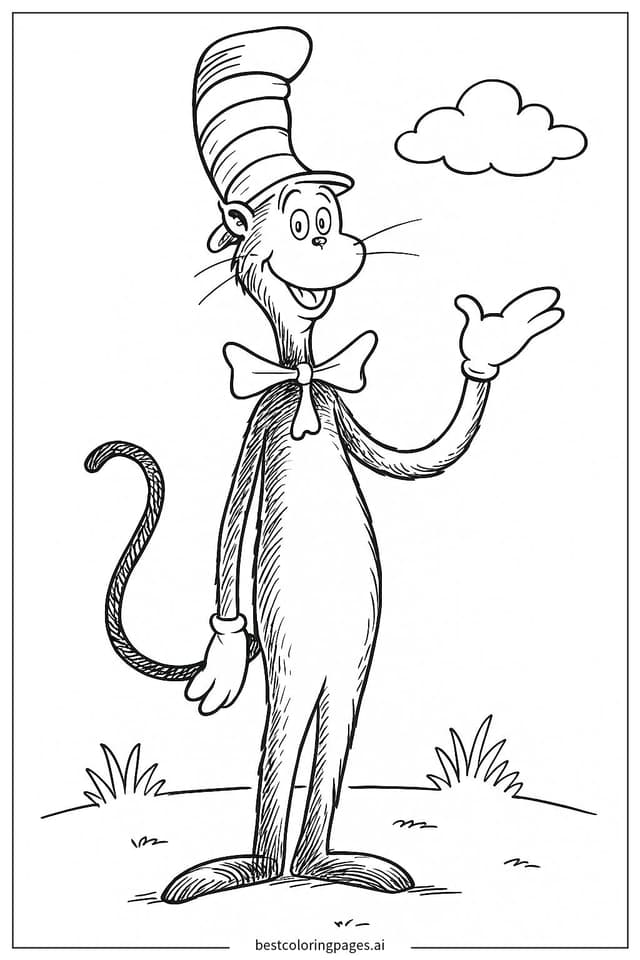Cat in the Hat: Standing Tall Coloring Page