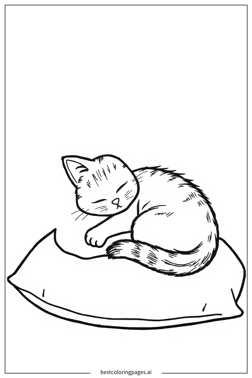 枕の上で眠る猫