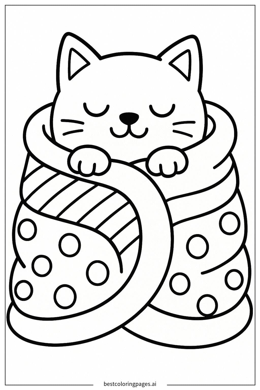 Cozy Cat Snuggled in a Blanket