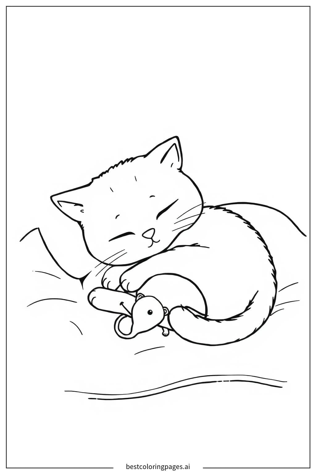 Cozy Catnap with Toy Mouse