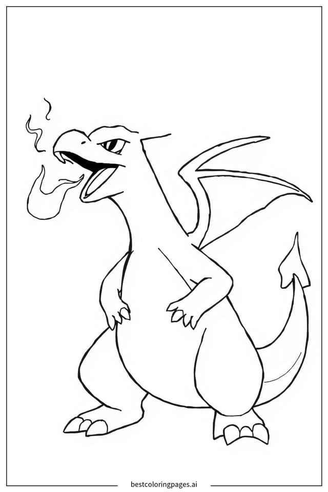 Gambar Mewarnai Charizard Menghembuskan Api