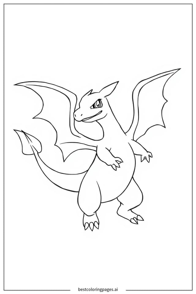 Gambar Mewarnai Charizard Terbang
