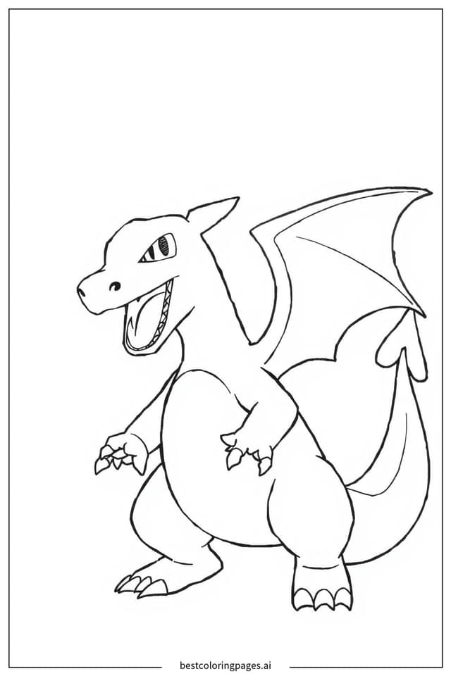 Gambar Mewarnai Charizard Mengaum