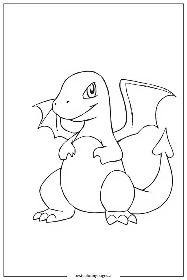 Gambar Mewarnai Charizard Duduk