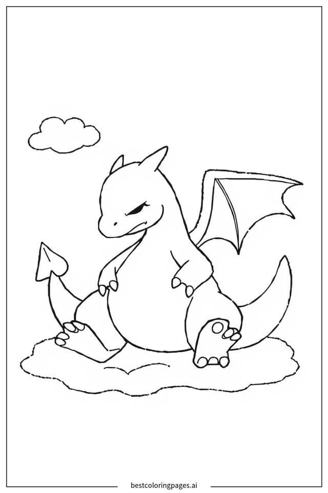 Gambar Mewarnai Charizard Sedang Tidur