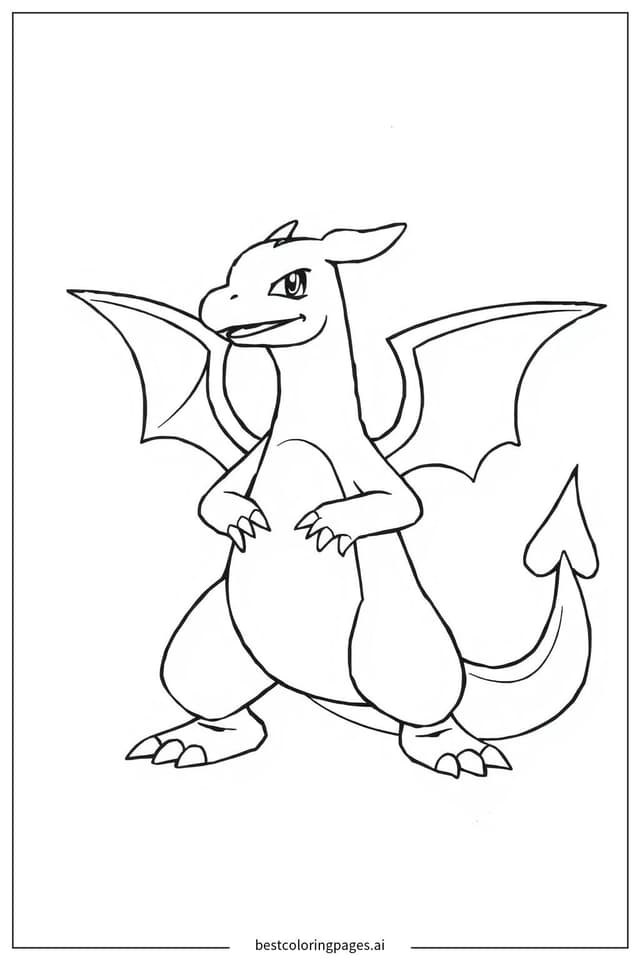 Gambar Mewarnai Charizard Berdiri