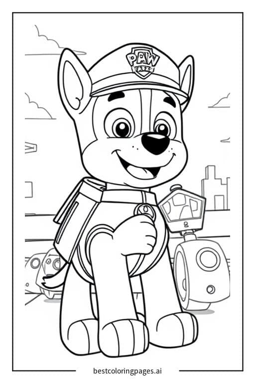 Coloriage Chase dirige la circulation