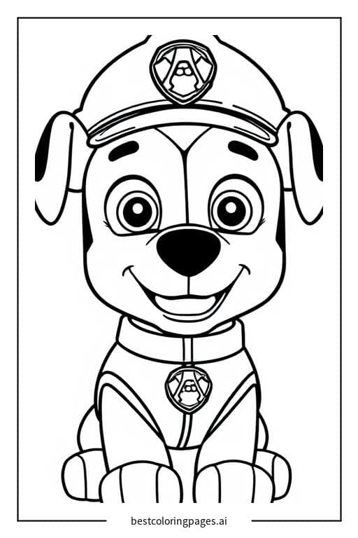 Coloriage Chase avec son chapeau de policier