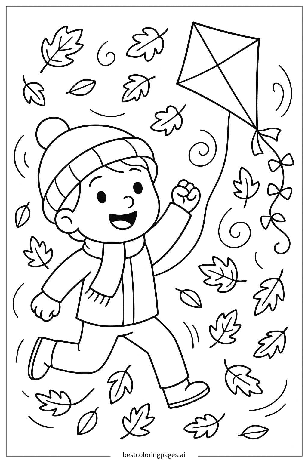 Child Enjoying Autumn Kite Flying
