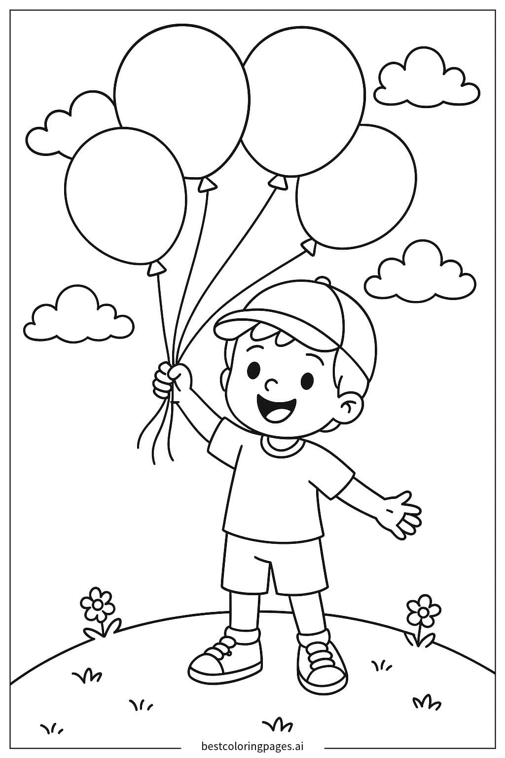Joyful Child with Balloons