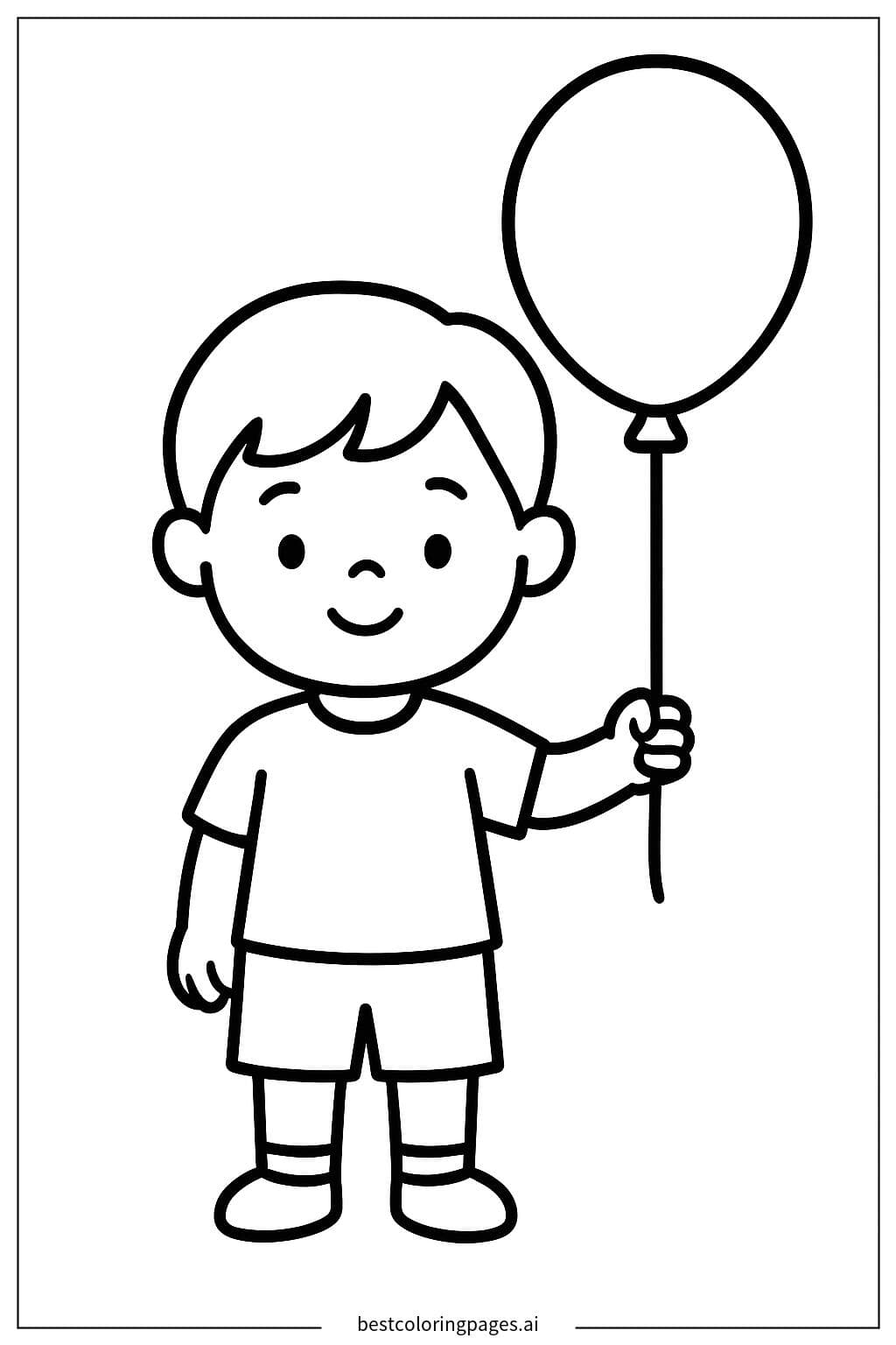 風船を持つ子ども のぬりえ