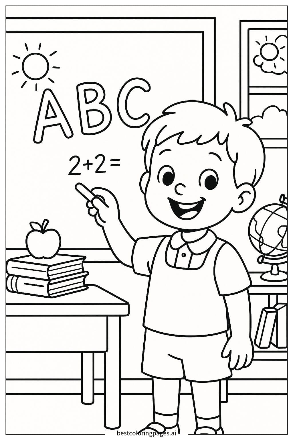 Enfant écrivant au tableau