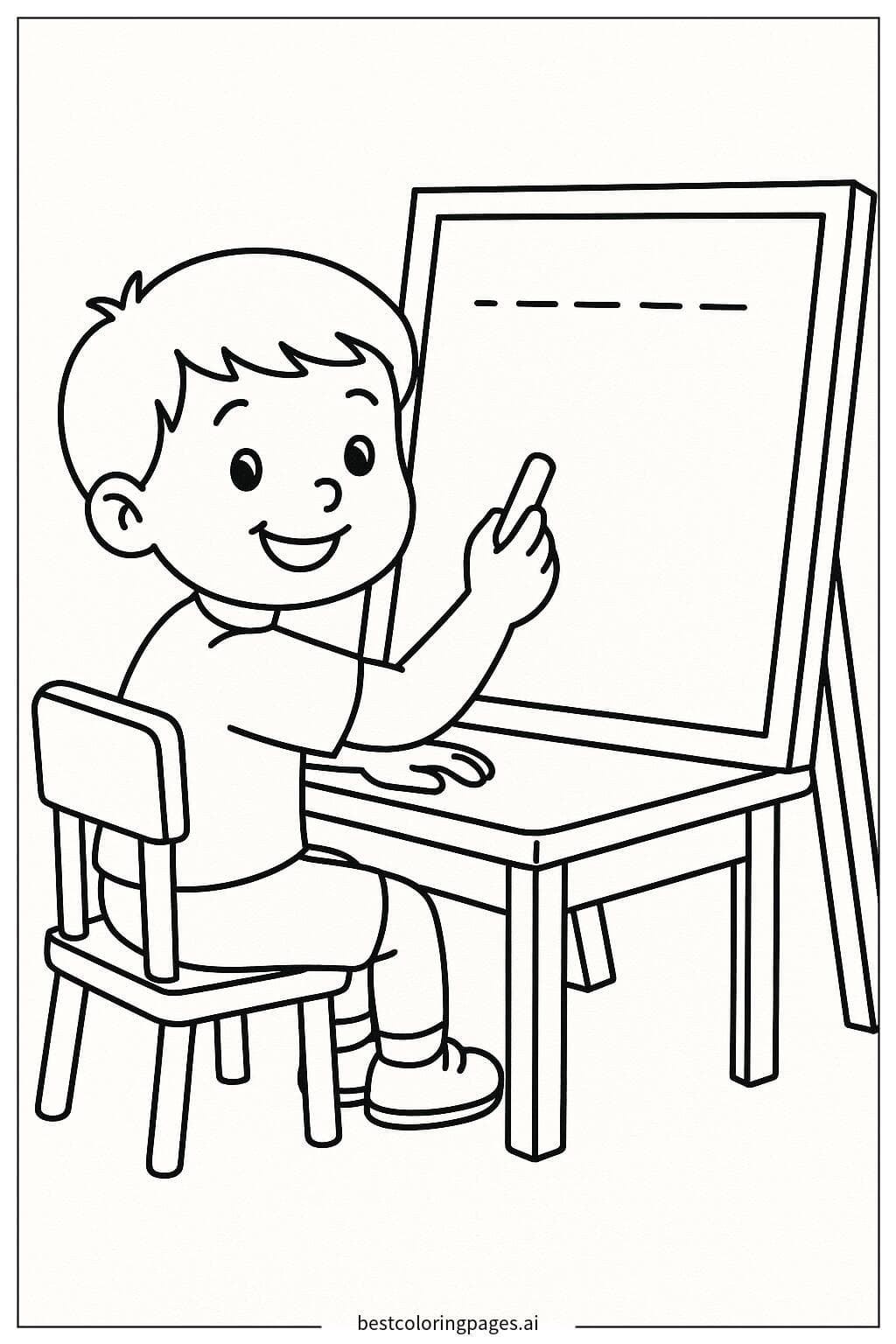 Child Writing on a Chalkboard