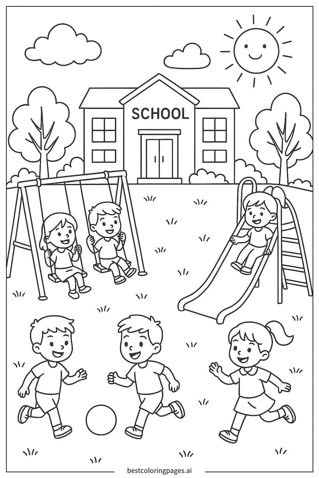 Children Playing on a School Playground