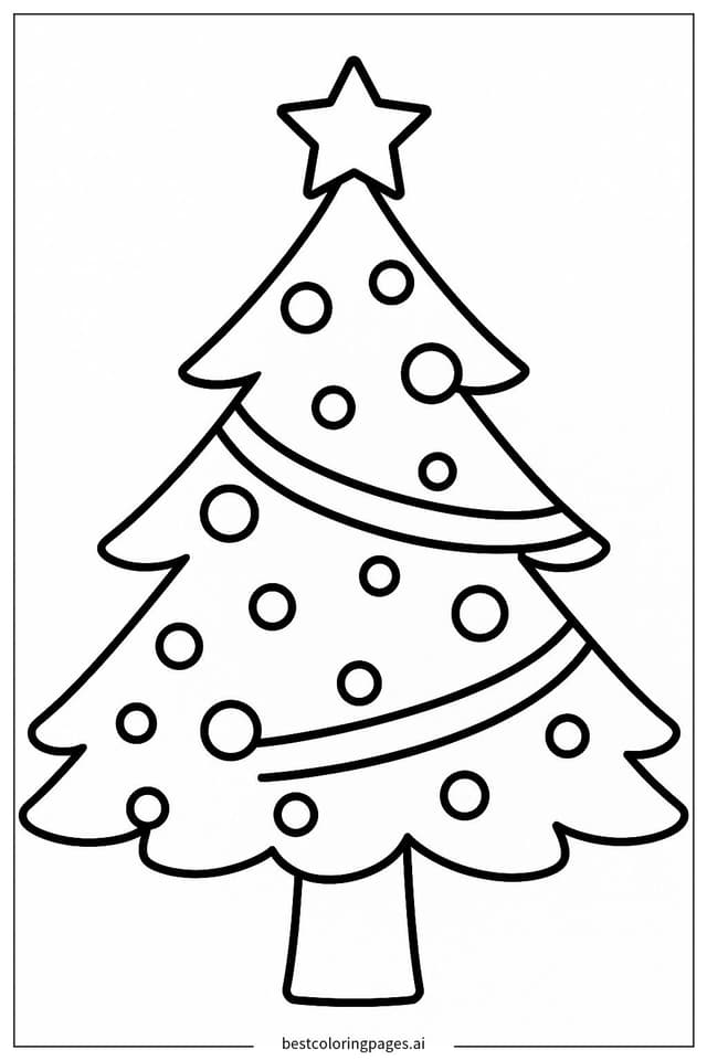 Disegni di Albero di Natale con Stella da Colorare