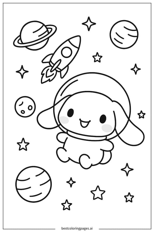 シナモロールの宇宙探検 のぬりえ