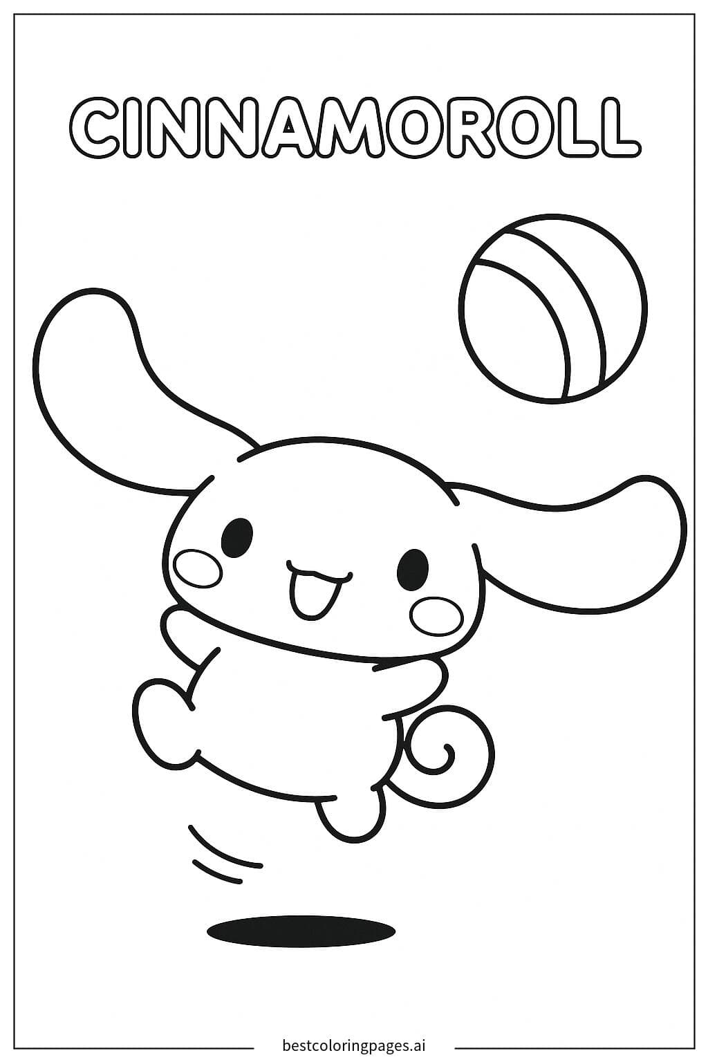 Cinnamoroll Having Fun with a Ball Coloring Page