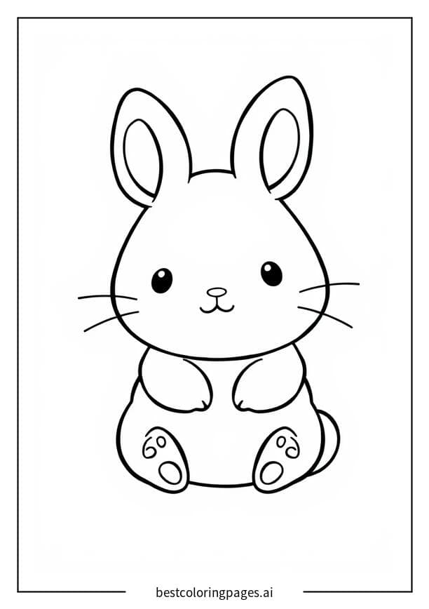 ふわふわ耳で座っているシナモロール のぬりえ