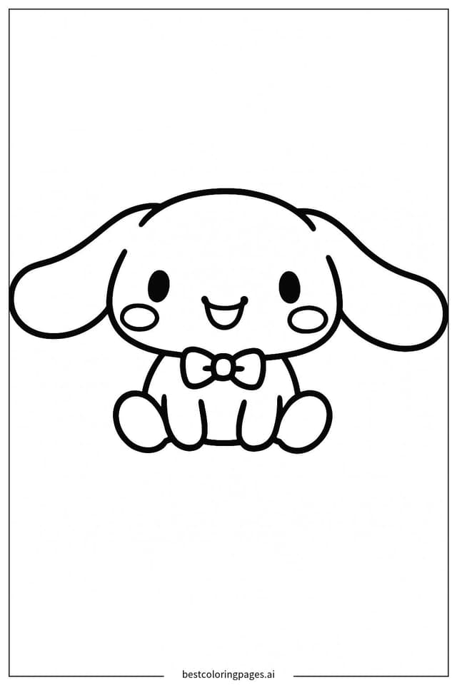 シナモロールと蝶ネクタイ のぬりえ