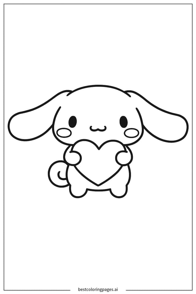 ハートを持ったシナモロール のぬりえ