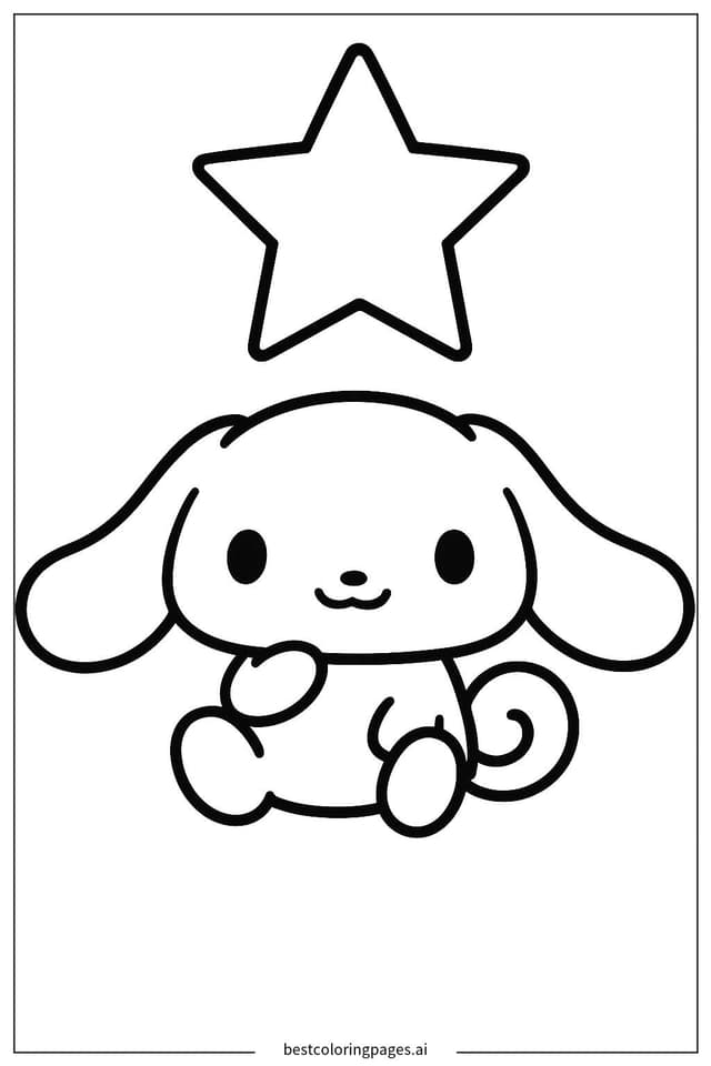 シナモロールと星 のぬりえ