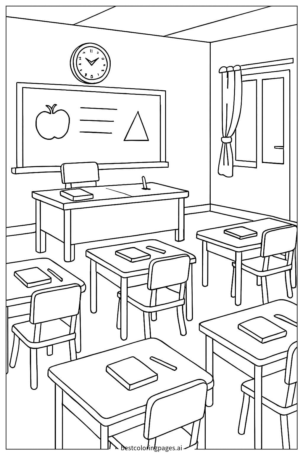 Classroom with Desks and Chairs