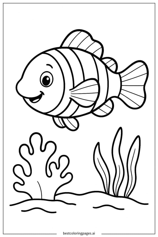 Clownfish Among Vibrant Reefs Coloring Page