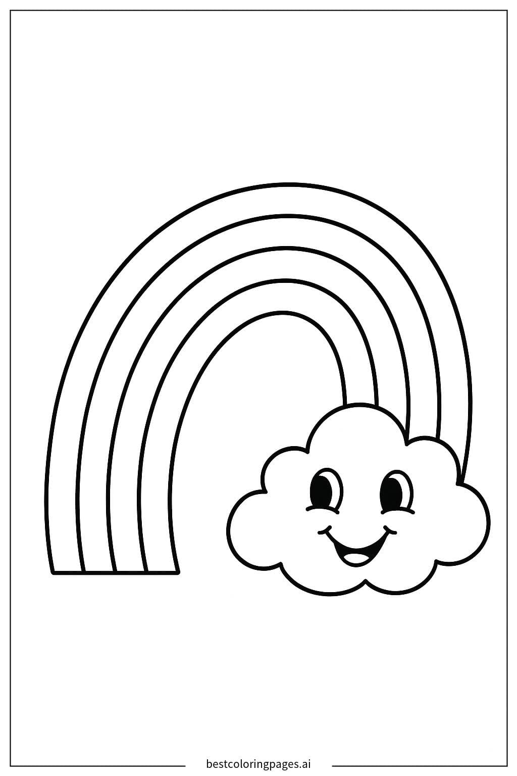 Cheerful Rainbow and Smiling Cloud