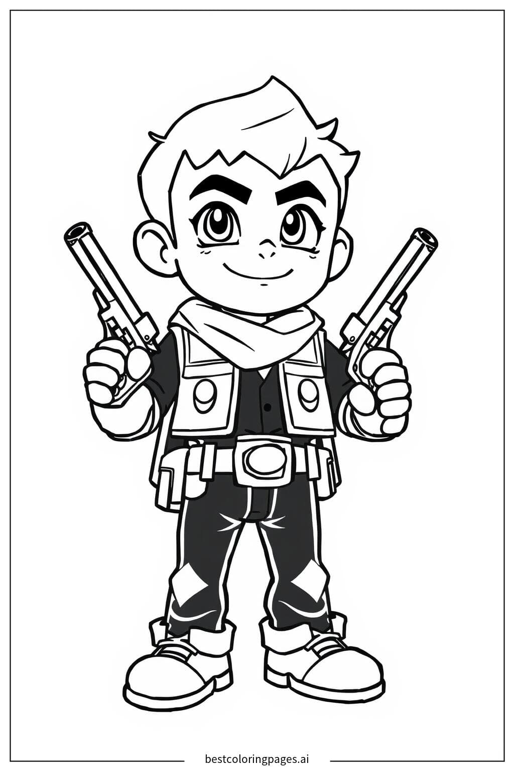 Colt posando con sus pistolas