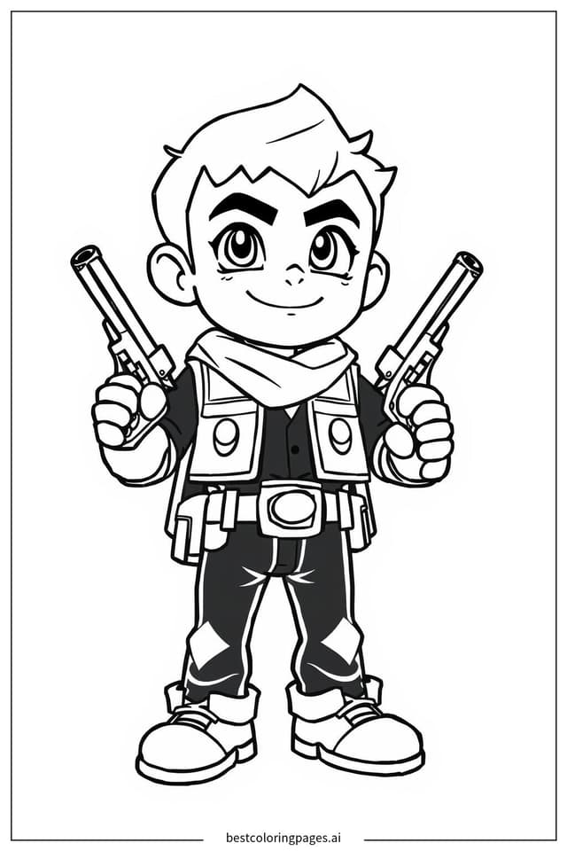 Coloriage Colt posant avec ses pistolets