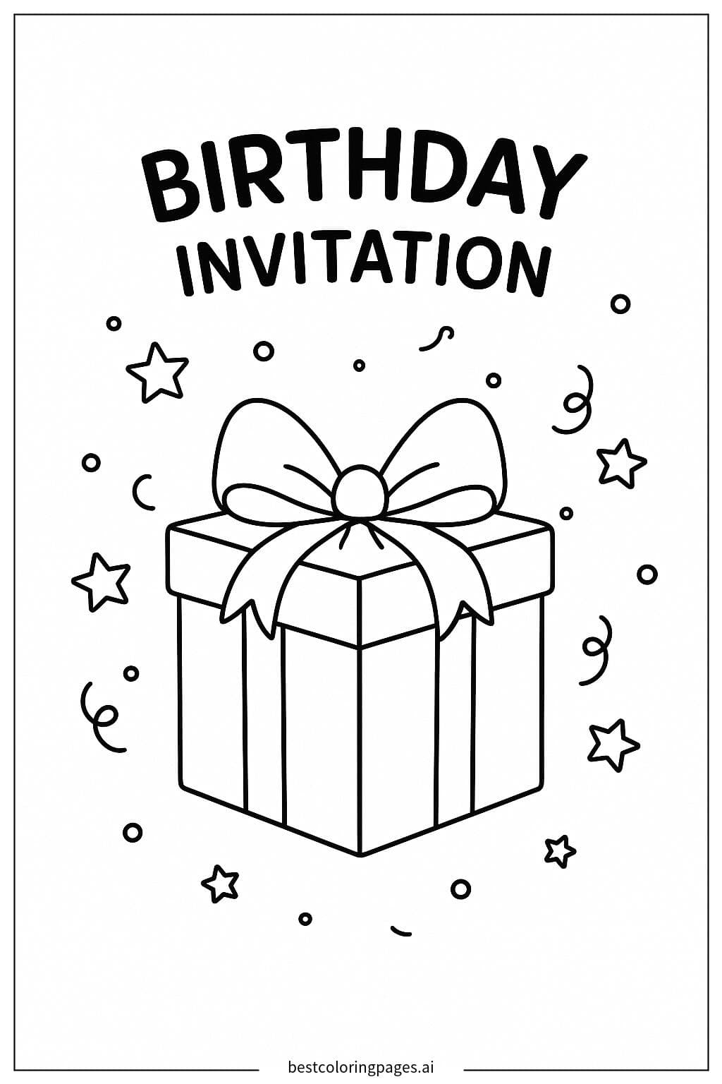 Confetti and Star Birthday Invitation