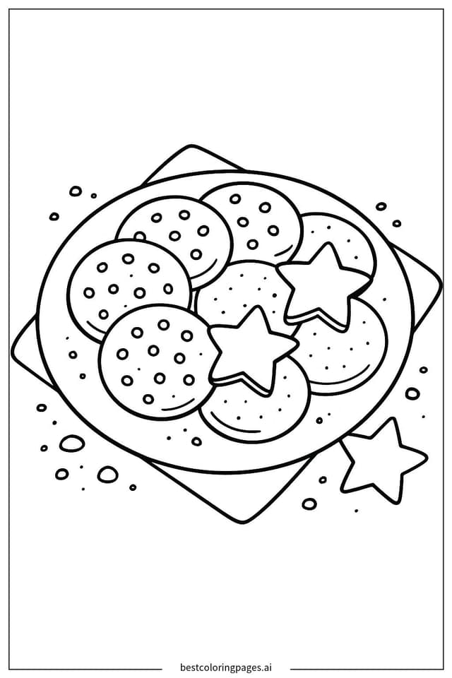 Disegni di Biscotti su un Piatto da Colorare