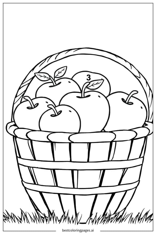 Counting Apples in a Basket Coloring Pages