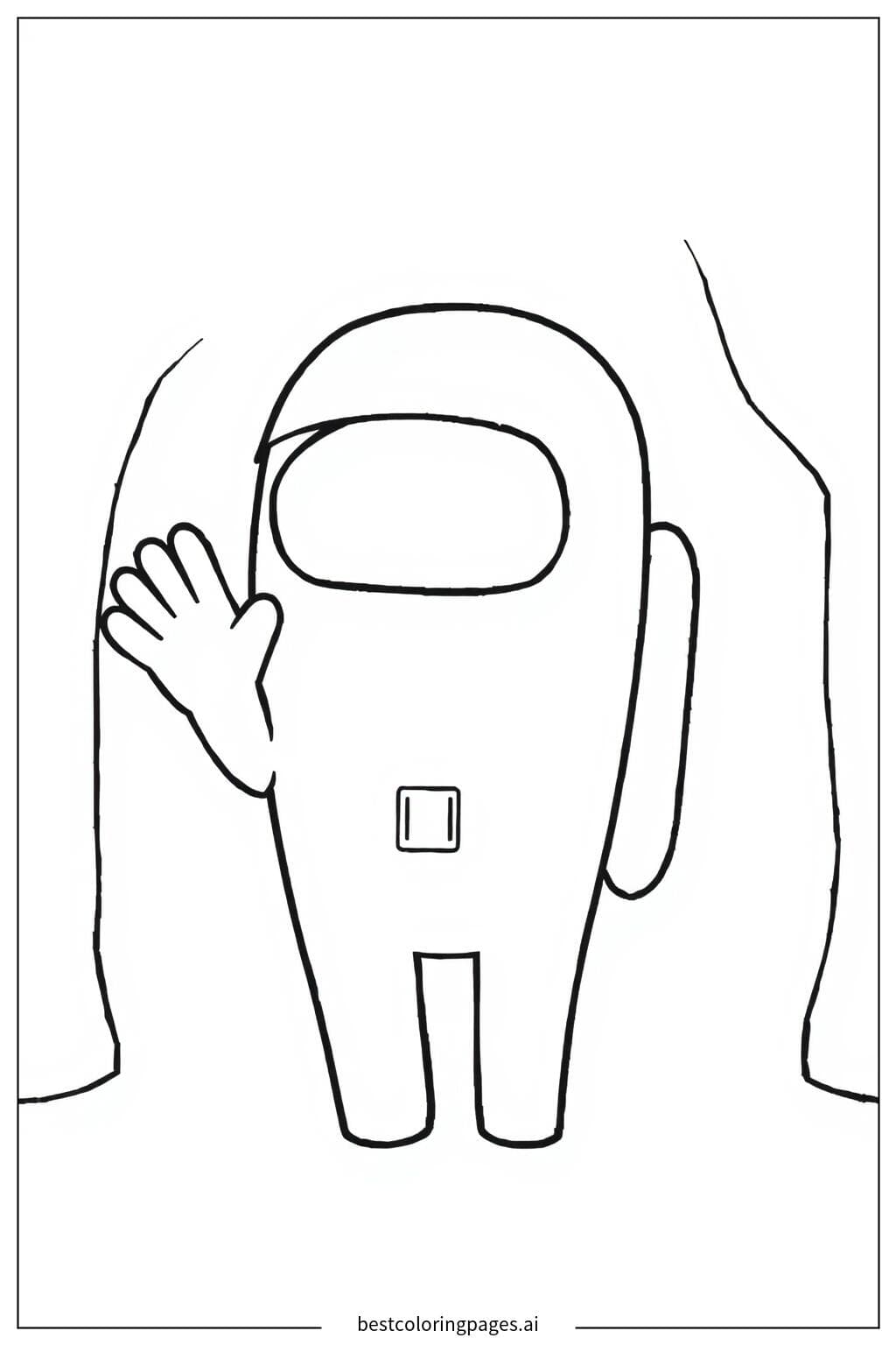 Friendly Crewmate Waving Coloring Page