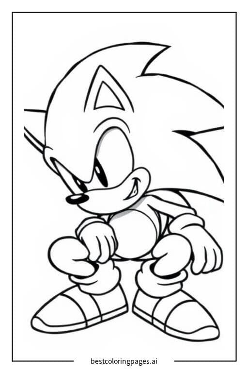 Crouching Sonic Coloring Pages