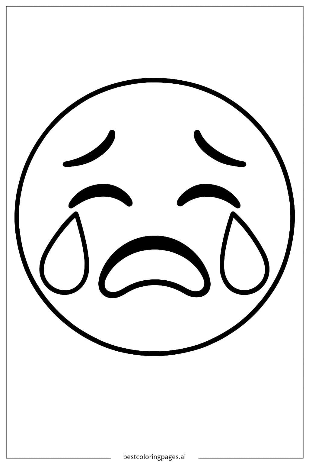 Crying Emoji Coloring Page