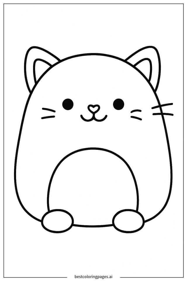 Adorable Cat Squishmallow Coloring Page