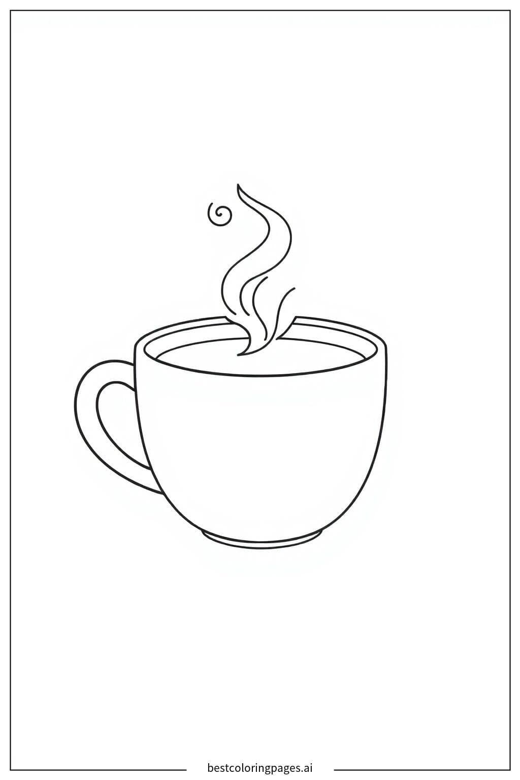 Cozy Cup of Tea with Steam Coloring Page